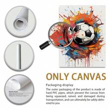 3pcs Modern Graffiti Football Canvas Wall Art - Colorful Athlete And Sneaker Prints, Urban Sports Decor For Living Room, Bedroom, Office, Framed Option - Multicolor - View 6