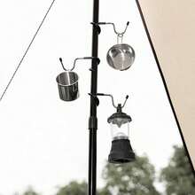 2个装鸟类喂食器挂钩，露营灯挂钩，庭院植物挂钩，防风树枝挂钩，适用于野生鸟类房屋喂食器支架、露营帐篷杆灯 - 銀色 - 查看 8