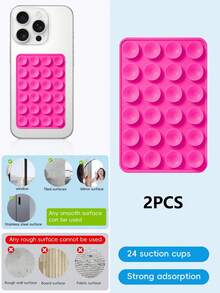 48pcs Double-Sided Suction Cup Phone Holder, 24 Suction Cups Per Side, Detachable Phone Stand, Waterproof, 360° Rotation, Suitable For Smooth Surfaces Like Bathroom Walls, Glass Mirrors, Vanity Tables, Not For Rough Walls, Fits All Phones And Mini Tablets