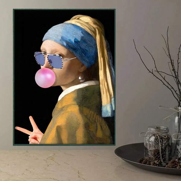 1pc, Canvas Wall Art, Framed Wall Decor, Modern Art, The Girl With A Pearl Earring Poster, Famous Artwork Wall Art Exhibition Canvas Painting, Ideal Gift For Bedroom, Living Room, Or Hallway, Wall Art, Wall Decor, Spring Decor, Room Decor, Dorm Decor, Living Room Decor, Bathroom Decor, Kitchen Decor, Dining Room Decor, Home Decor Poster, Apartment Decor, Office Decor