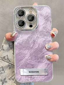 1pc Ice Blue Gradient Invisible Bracket Phone Case Compatible With IPhone 11/12/13/14/15/16/17 Pro Max - Mauve Purple - View 3