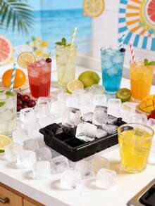 1pc Large Square Ice Cube Mold, Soft Silicone Material, Very Practical Ice Tray, Ice Maker, Summer Kitchen Essential, 15-Cavity Silicone Ice Tray, Cold-Resistant And Durable, Can Be Used As Ice Mold, Pudding Mold, Suitable For Home, Bar And Other Places, Easy To Use. (Please Check The Size Chart Before Ordering, Wash Before Use, If The Ice Cubes Are Not Formed, Continue Freezing (This Depends On The Strength Of The Refrigerator)) - Multicolor - View 6