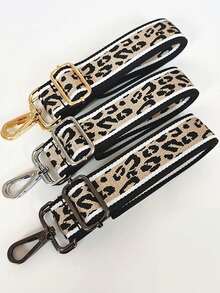 Leopard Print Color Blocking Thick Strap With Adjustable Length, Shoulder Crossbody Strap, Multifunctional Water Cup Shoulder Strap - Silver - View 3