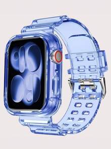 Glitter Bling Jelly Clear Band Case Compatible With Apple Watch Band With Bumper Case 49mm 46mm 45mm 44mm 42mm 41mm 40mm 38mm, Hard Crystal Clear Sport Strap Compatible With IWatch SE Ultra 3 2 Series 11 10 9 8 7 6 5 4 3 2 1 For Boy Girl Hollow No Include Watch - Multicolor - View 61