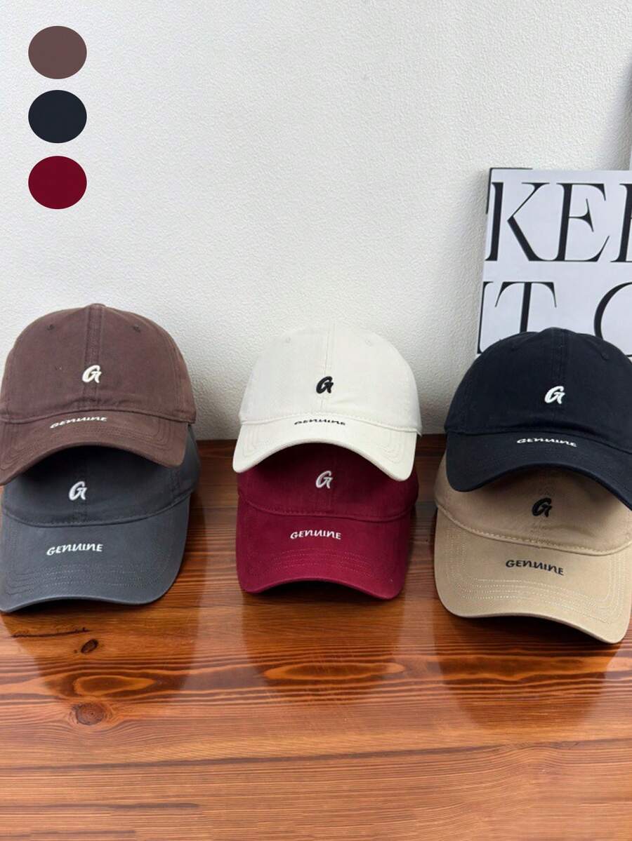 New Spring/Autumn Embroidered Letter G Soft Top Curved Brim Baseball Cap, Unisex Sun Protection Hat - A - View 1