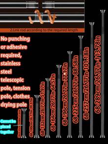 [Hot ] Extra Long Stainless Steel Curtain Rod, Shower Curtain Rod, Curtain Rod, Wardrobe Hanging Rod, Extendable Rod, Laundry Drying Rod, Hanging Rod, Bracket, Kitchen Utensil Storage Rod, Curtain Rod, Adjustable Length, Shower Curtain Rod, Extendable Kitchen & Bathroom Cabinet Shoe Rack, Adjustable Stainless Steel Drying Rack, Extendable Bathroom Towel Rod, Drying Rack, Curtain Bar Cabinet Hanging Rod - Multicolor - View 23