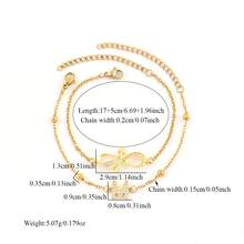 2Pcs/Set Simple Classic Initial Infinity Symbol Golden Stainless Steel Layered Chain Bracelets For Women - Yellow Gold - View 2