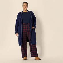 Essentials Women's Lightweight Waffle Mid-Length Robe (Available In Plus Size) - Navy - View 8