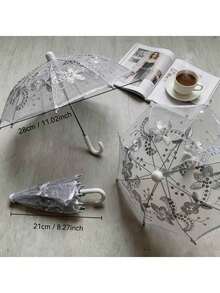 1pc Vintage Lace Umbrella To Create Dreamy Ambiance, Handmade Embroidered Decor Umbrella, Portable Mini Umbrella, Elegant Floral Golden Decor, Durable Photography Prop Suitable For Model Shoots - Multicolor - View 8