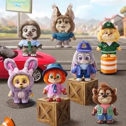  Miniso Zootopia Blind Box City Residents Series Vinyl Plush Action Figures, Cute Collectible Decor