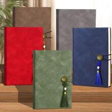 1本A5复古哑光PU皮革加厚笔记本 - 商务办公会议记事本，复古风格商务工作日志，触感便携皮革文具，适合商务和学习使用 - 彩色 - 查看 10