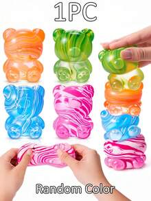 1个闪亮水晶玻璃熊，墨西哥钝口螈造型，柔软缓慢回弹，粘性减压玩具，旅行便携指尖挤压玩具，手感柔软，适合所有年龄段自闭症人士，理想的节日礼物，趣味可爱小玩意，生日礼物 - 彩色 - 查看 38