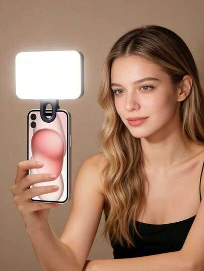 Luz de relleno de bolsillo, luz de relleno de selfie portátil con clip, adecuada para cámara de teléfono, luz de relleno LED con clip con 3 modos de iluminación, recargable, portátil, adecuada para computadora portátil/teléfono/tableta/videollamada/maquillaje, ideal para selfie y transmisión en vivo, luz de relleno portátil