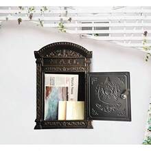 Decorative Lock Mailbox Outdoor - Metal Wall-Mounted Mailbox - Vintage Cast Iron Locking Mailbox - BlackGold - View 2