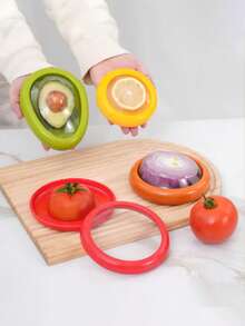 1 pieza Mini recipiente reutilizable para almacenamiento de frutas, caja hermética de TPU anti-oxidación para aguacate, cebolla, verduras, caja de almacenamiento a prueba de fugas para refrigerador, picnic, viaje, regalo perfecto para Año Nuevo - Multicolor - Ver 2
