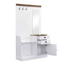 Wardrobe Set With Mirror, Hooks, Drawers And Umbrella Stand.