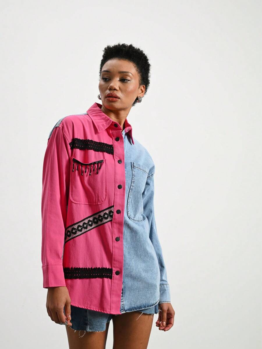 Accessory-Detail Shirt – Made In Turkey - Pink - View 1