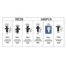 6pcs Universal Car Buckle Set, Bumper Fastener Clips, Plastic Car Rivets Clips, Multi-Vehicle Auto Parts - A - View 6