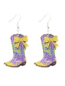 A Pair Of Dazzling Carnival-Themed Parade Earrings, Boots, Map, Bow Tie, Popular Earrings, Daily Wear, For Both Men And Women. - 1 - View 2