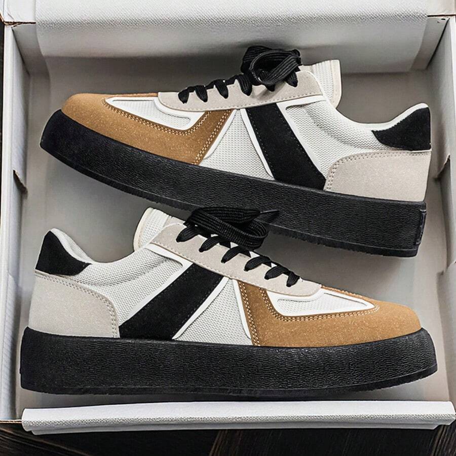 男士德式鞋，2026春季新款，厚底增高运动休闲鞋，百搭鞋款 - 黑色 - 查看 1