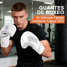 Guantes de Boxeo Profesionales 8-18 oz para Hombres y Mujeres - Incluye Protector Bucal MMA + Vendas + Bolsa de Almacenaje - Ideal para Entrenamiento, Muay Thai y Sparring Ajustable - Blanco - Ver 7