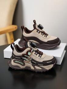 1 đôi giày thể thao đế dày cổ thấp cho trẻ em, thiết kế phối màu, thời trang và đa năng cho cả đi làm hàng ngày, khóa xoay điều chỉnh dễ dàng, thích hợp cho học sinh và sinh viên. - Nhiều màu - Xem 3