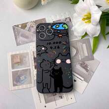 かわいい猫をテーマにしたクラウドのフライングディスクと花火のスマホケース、ストレートエッジのTPU、細いかい穴のソフトシェル、マイクロフロストフィール、クラシックでシンプル、保護のための指紋防止ケース。  17、16、15、14、13、12、11のプロ、プロマックス、プラス、エアシリーズを使う。 お友達、愛する人、または個人的な使用の晴れらしい贈呈り物です。 - ホワイト - チェックする 4