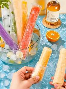 50pcs/100pcs Summer Refreshing Transparent Disposable Ice Pop Bags, Home Ice Pop Mold, Sealed, Cold-Resistant, For Juice, Soda, Fruit, Freezing And Food Preservation - Multicolor - View 11