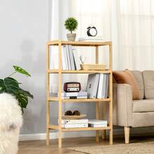 Beach Shelf, 4-Tier Bookshelf Made Of Bamboo, 62x33x112cm, For Office, Warehouse, Kitchen, Natural