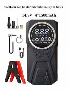 5000A Peak Portable Car Jump Starter With Air Compressor, Emergency Battery Pack, 2.11 Gallon (Gas Version), 1.72 Gallon (Battery Version), 150 PSI Tire Inflator Pump, 12V Car Battery Jump Starter, 5-In-1 Function, Battery Charger - Multicolor - View 10