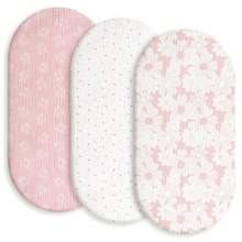 婴儿棉纱布床单，透气弹力舒适贴身棉纱布婴儿床垫床单，男女宝宝通用，适用于椭圆形、长方形摇篮垫，尺寸 33 英寸 x 17 英寸 - 彩色 - 查看 11