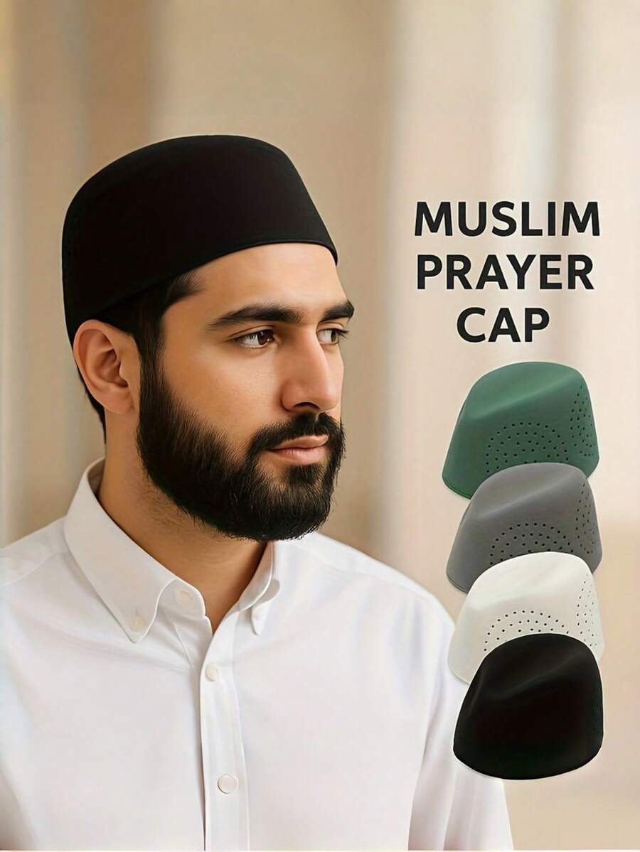 1pc Men's Traditional Islamic Prayer Cap | Breathable Mesh Kufi Hat, Elegant Green Color Option, Lightweight And Cool, Suitable For Summer, Indoor/Outdoor Prayer, Casual Wear - Multicolor - View 1