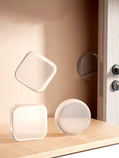 1pc/3pcs/6pcs Transparent Invisible Door Handle Bumper, Silicone Mute Pad, Refrigerator Door Sticker, Cabinet/Room Door Wall Protector