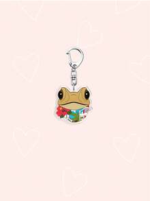 1pc Acrylic Band Singer Bad Rabbit Red Heart Keychain, Cute Frog & Shark Pendant Charm, Lovely Phone Hanging Accessory, Keychain Jewelry, Fan Gift - Multicolor - View 4