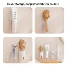 2个装自粘式电动牙刷架，壁挂式浴室收纳架，无需电源，安装简便，可放置电动牙刷、牙膏、梳子、美容用品、喷雾等，适合作为圣诞节/万圣节礼物和装饰品，也可用于家居浴室装饰、返校季装饰、浴室收纳和整理架。 - 彩色 - 查看 6