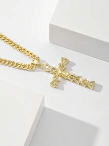 1件经典欧美风格铜镶嵌锆石十字架吊坠项链，“守护者之光”限量版，适合圣诞节、感恩节、万圣节、母亲节、情人节、送给朋友、教会成员、初领圣体、作为礼物、日常及节日佩戴、祈祷等场合。 - 金黃色 - 查看 2