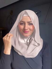 1件拉法帽头巾，一体式头带头巾，无缝针织头巾，可遮盖颈部，轻盈弹力面料，适合祈祷、旅行、工作、日常佩戴 - 灰米色 - 查看 4