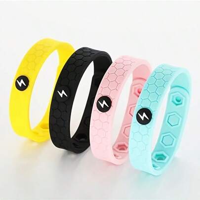 1pc Silicone Bracelet - Fashionable, Colorful, Hexagon Pattern, Suitable For Outdoor Activities, Sports And Casual Wear, Available In Multiple Colors, Sports Bracelet, Casual Bracelet, Durable Bracelet
