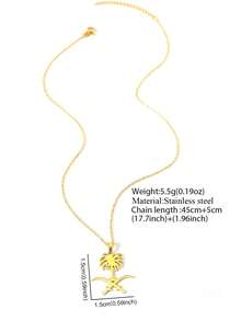 不锈钢项链，配沙特阿拉伯国徽吊坠，时尚男士项链，日常佩戴或派对礼物 - 項鍊 - 查看 3