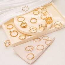 22件/套可调节多关节戒指，心形和蝴蝶造型，女士戒指 - 戒指套裝 - 查看 5