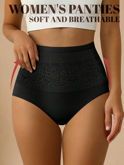 1 pieza Bragas de talle alto para mujer de talla grande, adelgazantes, cómodas y transpirables