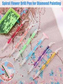 彩色钻石画笔套装，5D点钻笔，马赛克十字绣配件及工具，适合手工爱好者 - 彩色 - 查看 4