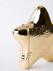 Dedoo 1个新款时尚个性化星形单肩包，带链条，可扩展星形硬壳装饰包，适合节日、音乐活动，星形闪亮金色手提包，女士款 - 金色 - 查看 5