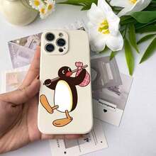 かわいいカートゥーンスタイルのペンギンバックパックトラベル電話ケース、ストレートエッジのTPU、細いかい穴のソフトシェル、マイクロフロストフィール、クラシックでシンプルな、保護のための指紋防止ケース。  17、16、15、14、13、12、11 Pro、Pro Max、Plus、Airシリーズを使う。   お友達、愛する人、または個人的な使用の晴れらしい贈呈り物です。 - ホワイト - チェックする 11