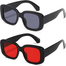 1pcNew 2026kimorn Rectangular Sunglasses For Men And Women Fashion Retro Fashion Sunglasses 90s Retro UV 400 Protective Square Frame K1200 - Black Frame Grey Lens+ Frame Grey Lens - View 33