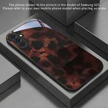 Brown And Black Mottled Pattern Phone Case, Premium Glass Material, Compatible With S25, S24, S23, S22, S21, S20, And A-Series Models, Compatible With IPhone 17, 16, 15, 14, 13, 12, 11 Pro Max, Perfect For Valentine's Day Gifts. - 黑色 - 查看 2