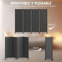 Wisdom Star 180CM Biombos Separador de Habitaciones de 4 Paneles Pantalla Separadora 2 Tipos de Instalación Enmascaramiento Completo y Medio Enmascaramiento Divisor de habitación de 4 Paneles - Gris - Ver 4