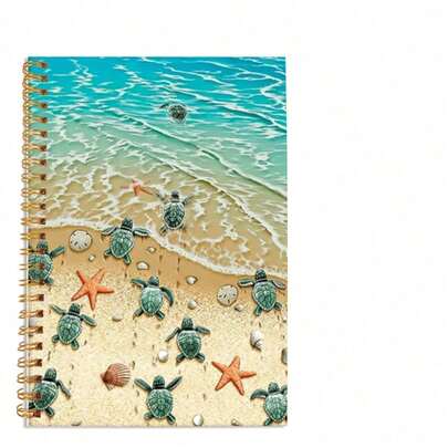 1 Cuaderno de espiral tamaño A5 con estampado de tortuga para estudiar y tomar notas, escuela, diarios, trabajo