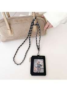 女士短款钱包多功能信用卡夹超薄迷你女士卡包零钱包拉链带挂绳 - 彩色 - 查看 7