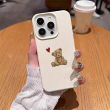 1pc TPU Soft Cute Teddy Bear Heart Pattern Phone Case Compatible With IPhone 17 Pro Max/17/16 Pro Max/15/13/12/11, S20 FE/A15/S24/A55, Redmi Note 11/12/13 Pro, Full Body Shockproof Soft Protective Cover - White - View 4
